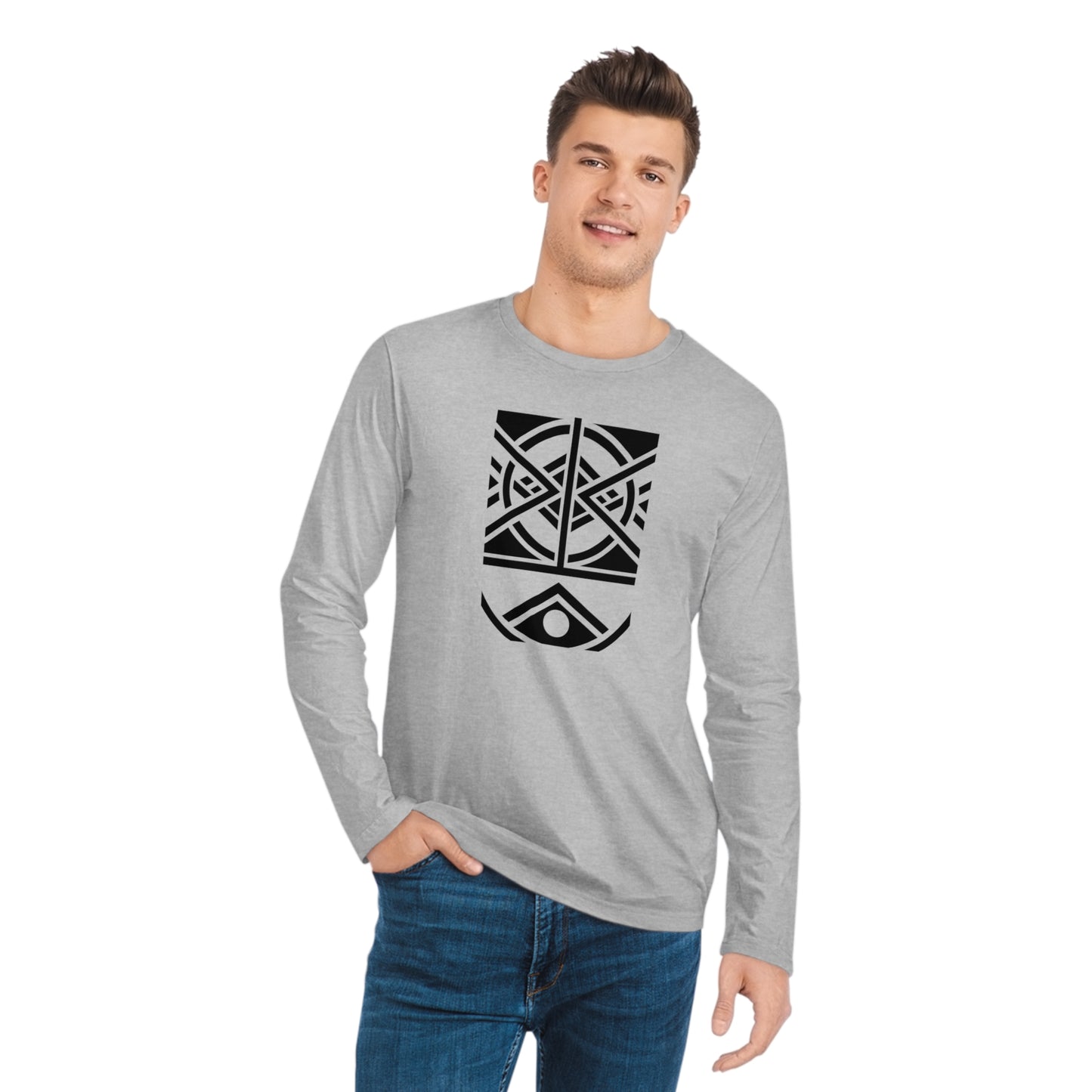 Men's 100% Organic Cotton Sparker Long Sleeve Shirt (Design 1)