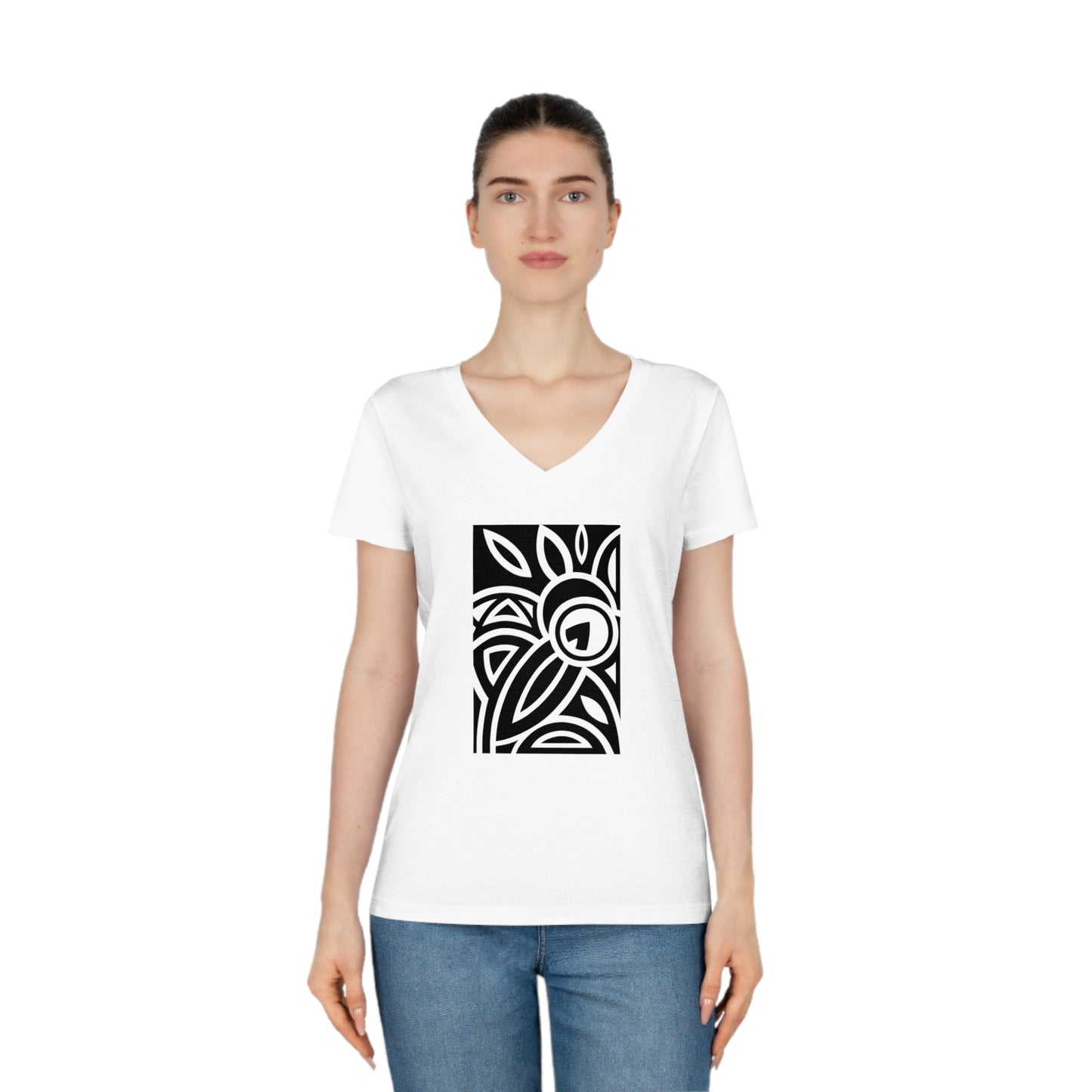 Women's Evoker 100% Organic Cotton V-Neck T-Shirt (Design 23)