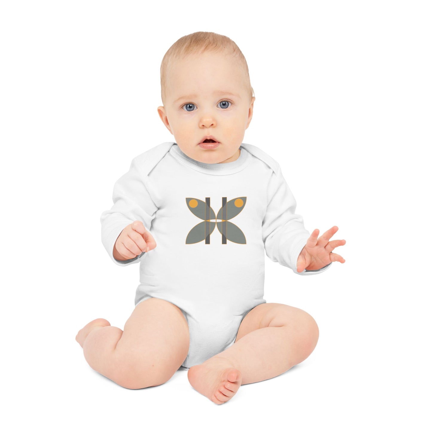 100% Organic Cotton Long-Sleeve Baby Bodysuit (Design 14)