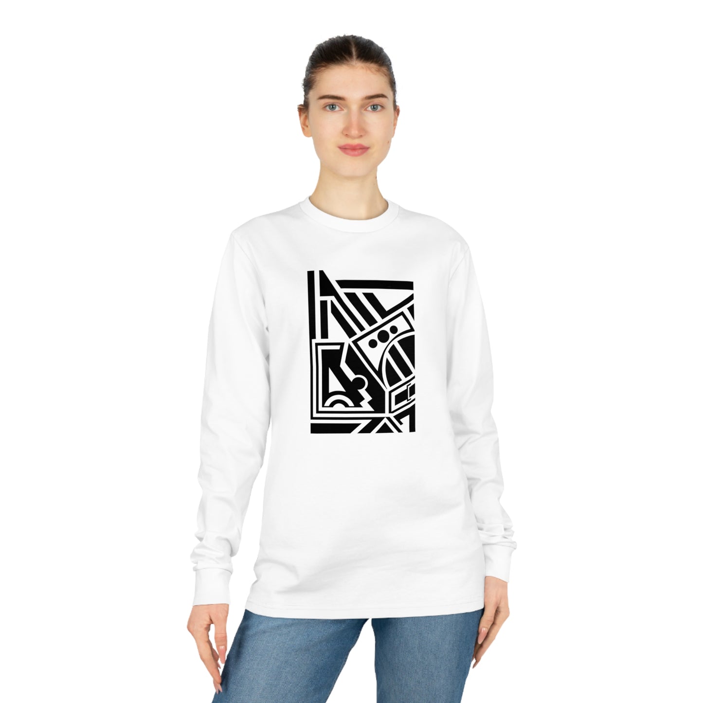 Unisex Shifts Dry 100% Organic Cotton Long Sleeve T-shirt (Design 2)