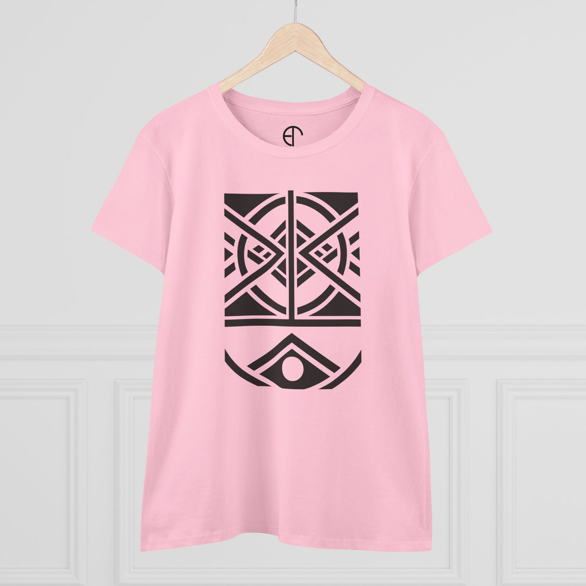 Women's Midweight Cotton T-Shirt - Black Print (Design 1) - NEW